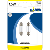 Set 2 Becuri auto auxiliare cu halogen Narva C5W, 12V, 5W